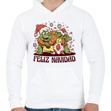 PRINTFASHION Feliz Navidad - Férfi kapucnis pulóver - Fehér férfi pulóver, kardigán