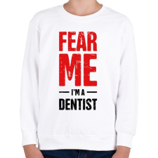 PRINTFASHION Félj tőlem, én vagyok a fogorvos 2 - Gyerek pulóver - Fehér gyerek pulóver, kardigán