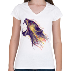 PRINTFASHION Fellobban - Női V-nyakú póló - Fehér
