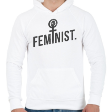PRINTFASHION Feminista - Férfi kapucnis pulóver - Fehér férfi pulóver, kardigán