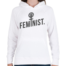 PRINTFASHION Feminista - Női kapucnis pulóver - Fehér női pulóver, kardigán