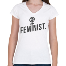 PRINTFASHION Feminista - Női V-nyakú póló - Fehér