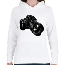 PRINTFASHION Fényképezőgép  - Női kapucnis pulóver - Fehér női pulóver, kardigán