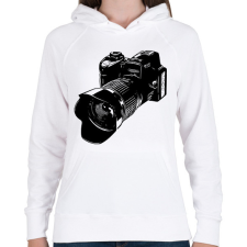 PRINTFASHION Fényképezőgép  - Női kapucnis pulóver - Fehér női pulóver, kardigán