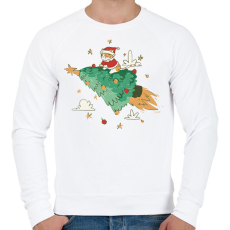 PRINTFASHION Fenyőfa cica rakéta - Férfi pulóver - Fehér