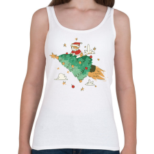 PRINTFASHION Fenyőfa cica rakéta - Női atléta - Fehér női trikó