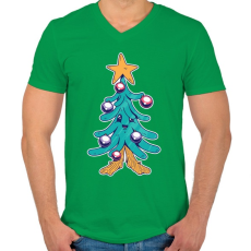 PRINTFASHION Fenyőfa - Férfi V-nyakú póló - Zöld