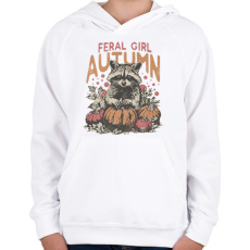 PRINTFASHION Feral Girl Autumn - Gyerek kapucnis pulóver - Fehér
