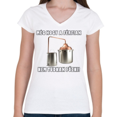 PRINTFASHION Férfi konyha - Női V-nyakú póló - Fehér