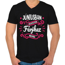 PRINTFASHION Férjhez megyek - Hónappal - Férfi V-nyakú póló - Fekete férfi póló