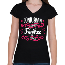 PRINTFASHION Férjhez megyek - Hónappal - Női V-nyakú póló - Fekete női póló