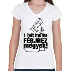 PRINTFASHION Férjhez megyek! - Női V-nyakú póló - Fehér