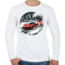 PRINTFASHION Ferrari - Férfi hosszú ujjú póló - Fehér férfi póló