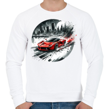 PRINTFASHION Ferrari - Férfi pulóver - Fehér férfi pulóver, kardigán