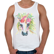 PRINTFASHION Festett egyszarvú virágokkal - Férfi atléta - Fehér atléta, trikó