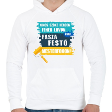 PRINTFASHION Festo mesterfokon - Férfi kapucnis pulóver - Fehér férfi pulóver, kardigán
