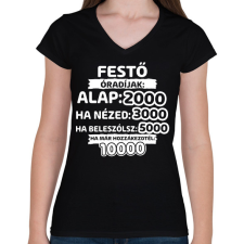 PRINTFASHION Festő óradíjak - Női V-nyakú póló - Fekete női póló