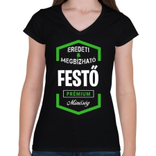 PRINTFASHION Festő prémium minőség - Női V-nyakú póló - Fekete női póló
