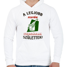 PRINTFASHION Festő szülinapja február színes - Férfi kapucnis pulóver - Fehér