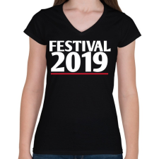 PRINTFASHION Fesztivál 2019 - Női V-nyakú póló - Fekete női póló