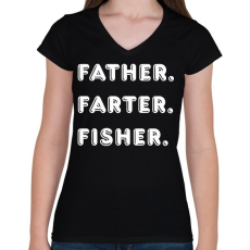 PRINTFASHION FFF - Női V-nyakú póló - Fekete