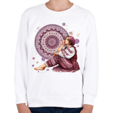 PRINTFASHION Fiatal lány népies ruhában - Gyerek pulóver - Fehér gyerek pulóver, kardigán