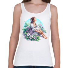 PRINTFASHION Fiatal lány népies ruhában tavaszi virágok között - Női atléta - Fehér női trikó