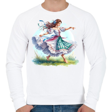 PRINTFASHION Fiatal lány táncol a tavaszi mezőn - Férfi pulóver - Fehér férfi pulóver, kardigán