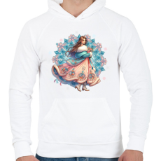 PRINTFASHION Fiatal lány télen - Férfi kapucnis pulóver - Fehér