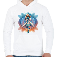 PRINTFASHION Fiatal lány télen - Férfi kapucnis pulóver - Fehér férfi pulóver, kardigán