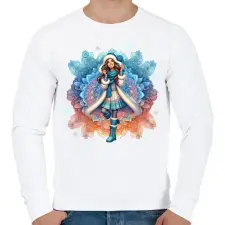 PRINTFASHION Fiatal lány télen - Férfi pulóver - Fehér férfi pulóver, kardigán