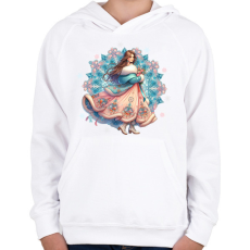 PRINTFASHION Fiatal lány télen - Gyerek kapucnis pulóver - Fehér