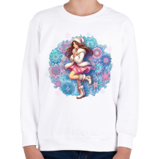 PRINTFASHION Fiatal lány télen - Gyerek pulóver - Fehér