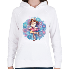 PRINTFASHION Fiatal lány télen - Női kapucnis pulóver - Fehér női pulóver, kardigán