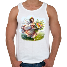 PRINTFASHION Fiatal lány virágokkal népviseletben  - Férfi atléta - Fehér