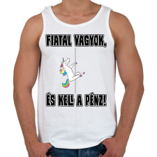 PRINTFASHION Fiatal vagyok és kell a pénz - Férfi atléta - Fehér atléta, trikó