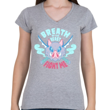 PRINTFASHION Fight me! - Női V-nyakú póló - Sport szürke női póló