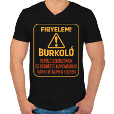 PRINTFASHION Figyelem! - Burkoló - Férfi V-nyakú póló - Fekete férfi póló