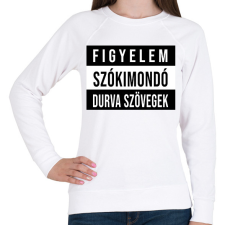 PRINTFASHION Figyelem Szókimondó Durvaszöveg - Női pulóver - Fehér női pulóver, kardigán