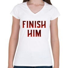 PRINTFASHION Finish him! - Női V-nyakú póló - Fehér női póló