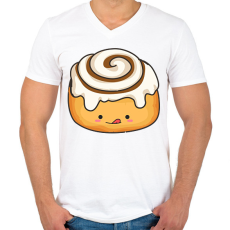 PRINTFASHION Finom csiga - Férfi V-nyakú póló - Fehér