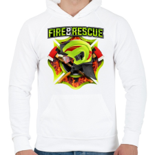 PRINTFASHION Fire and Rescue - Férfi kapucnis pulóver - Fehér férfi pulóver, kardigán