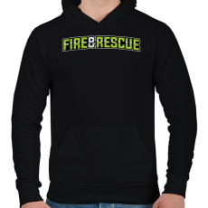 PRINTFASHION Fire and Rescue - Férfi kapucnis pulóver - Fekete