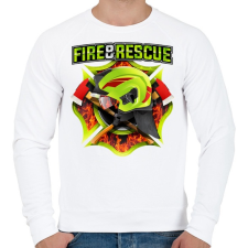 PRINTFASHION Fire and Rescue - Férfi pulóver - Fehér férfi pulóver, kardigán