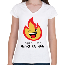 PRINTFASHION Fire-Marshamllow - Férfi - Női V-nyakú póló - Fehér