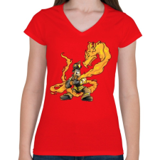 PRINTFASHION Firedragon - Női V-nyakú póló - Piros női póló