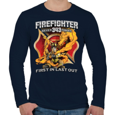 PRINTFASHION Firefighter Firedragon - Férfi hosszú ujjú póló - Sötétkék férfi póló