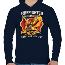 PRINTFASHION Firefighter Firedragon - Férfi kapucnis pulóver - Sötétkék