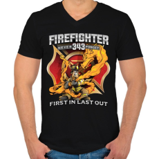 PRINTFASHION Firefighter Firedragon - Férfi V-nyakú póló - Fekete