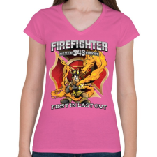 PRINTFASHION Firefighter Firedragon - Női V-nyakú póló - Rózsaszín női póló